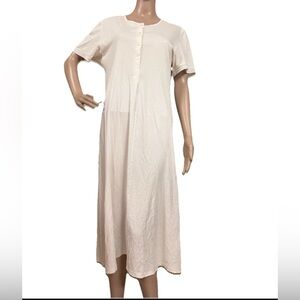 Hanro by Switzerland  100% Mercerized Cotton Cream/Light Pink Nightgown Sz L